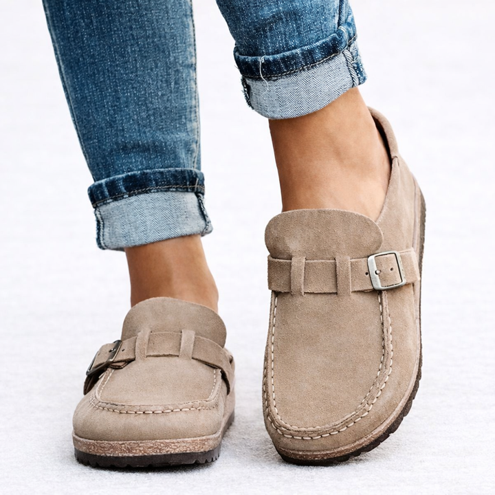 Alice | Suede Buckle Slip-On Sandals Women