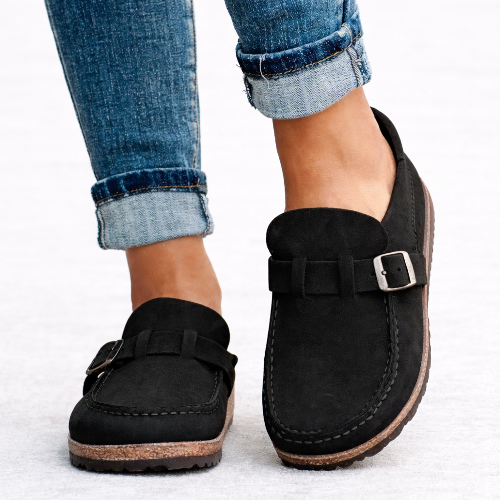 Alice | Suede Buckle Slip-On Sandals Women