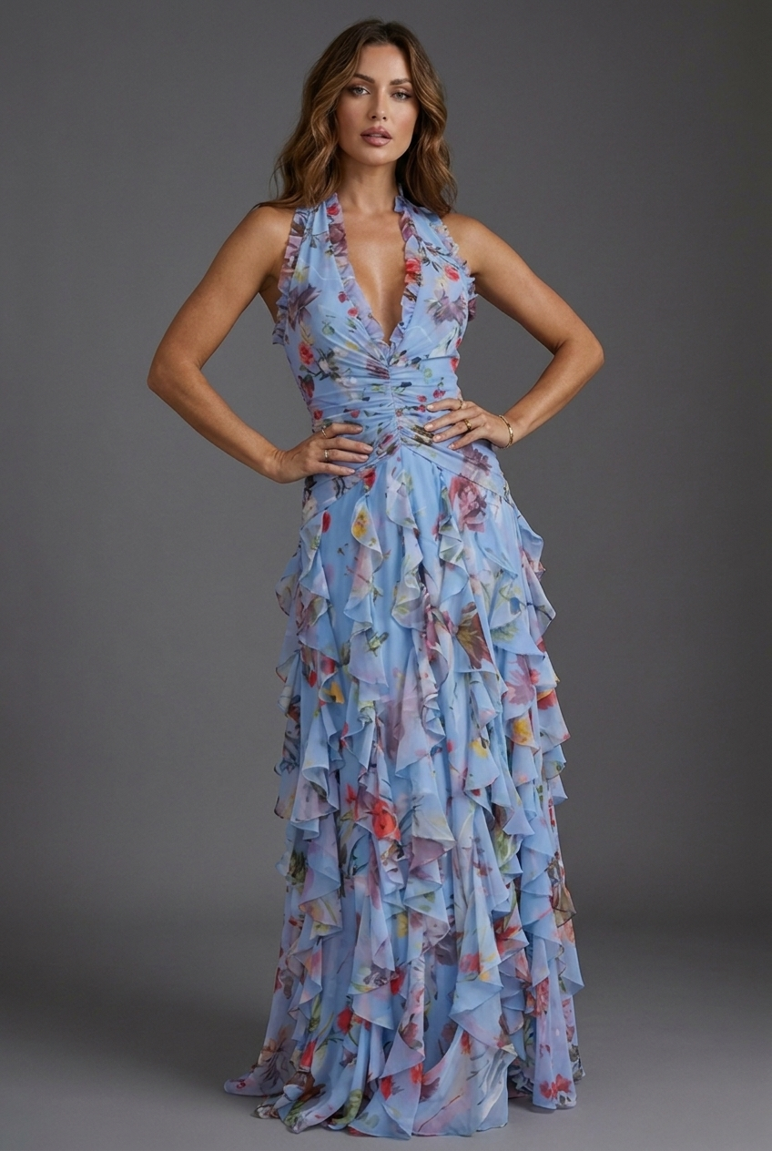 Isla | Wedding Guest Ruffle Maxi Dress