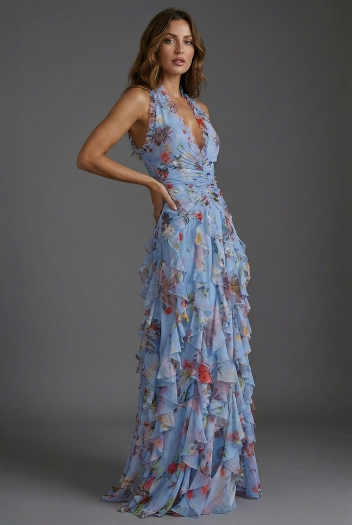 Isla | Wedding Guest Ruffle Maxi Dress