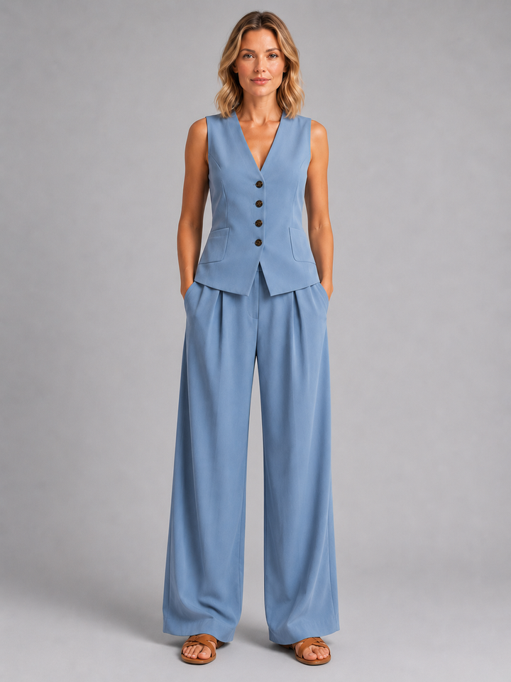 Felicity | Women Clothing Tailored Vest Wide-Leg Trousers Set