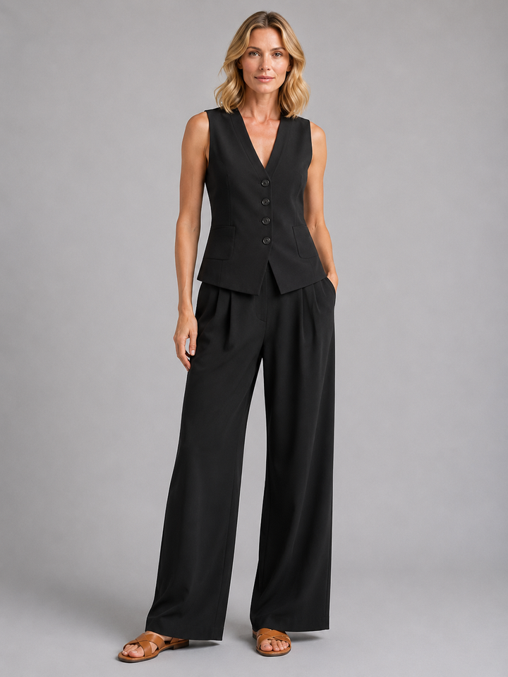 Felicity | Women Clothing Tailored Vest Wide-Leg Trousers Set