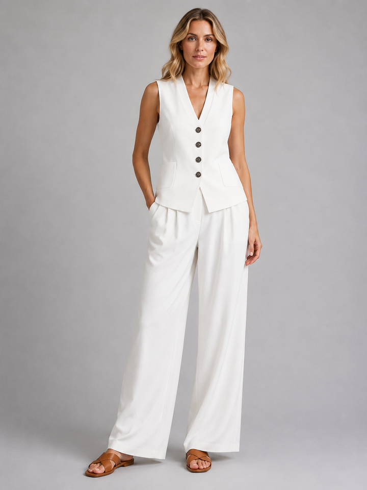Felicity | Women Clothing Tailored Vest Wide-Leg Trousers Set