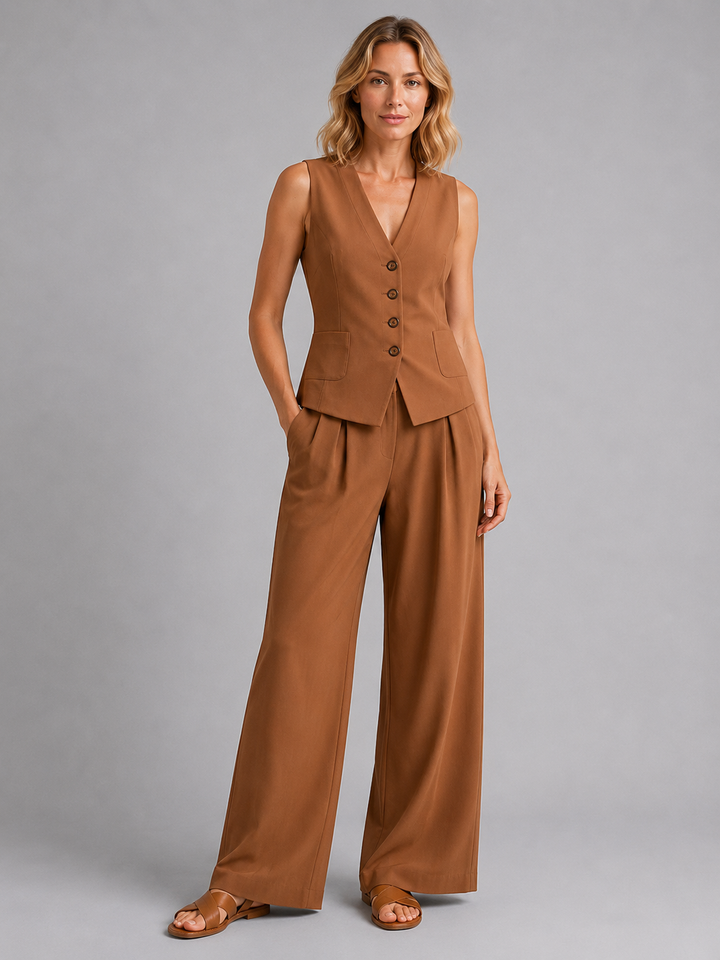 Felicity | Women Clothing Tailored Vest Wide-Leg Trousers Set