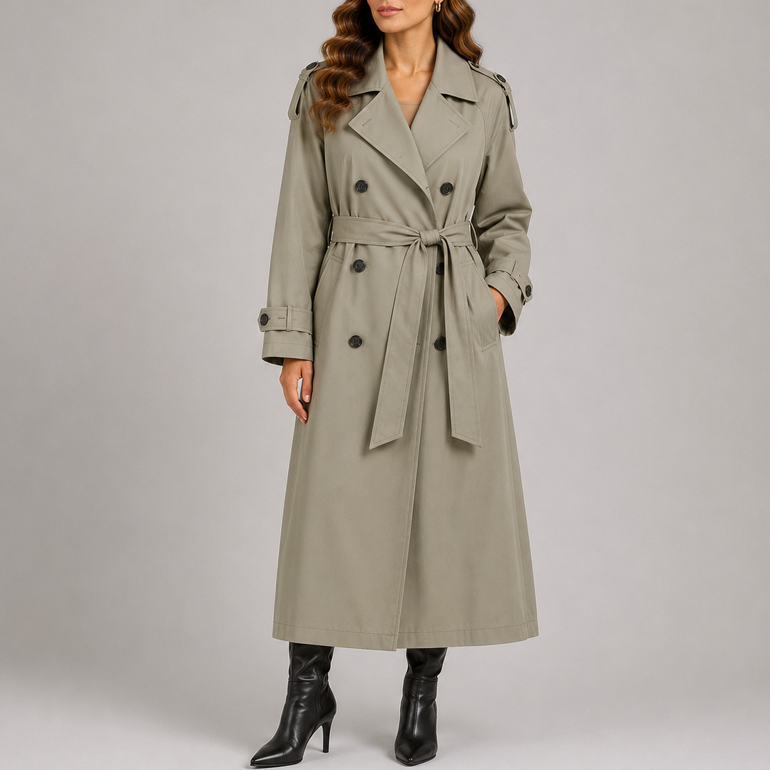 Verity | Classic Double-Breasted Belted Womens Coat