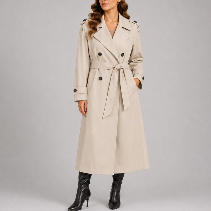 Verity | Classic Double-Breasted Belted Womens Coat