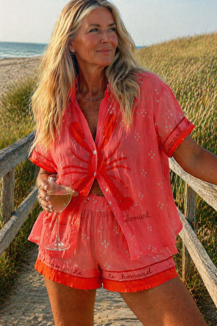 Ava | Women Clothing Lobster Print Short Set