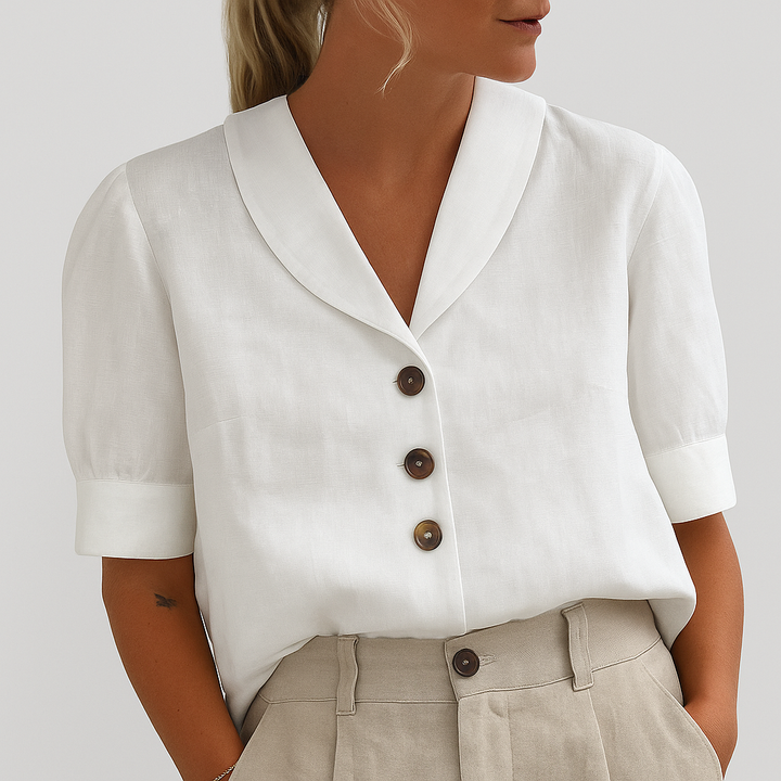 Isla | Women Clothing Short Sleeve Button Blouse