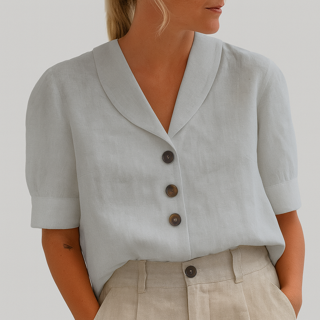 Isla | Women Clothing Short Sleeve Button Blouse