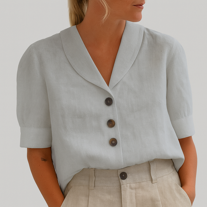 Isla | Women Clothing Short Sleeve Button Blouse