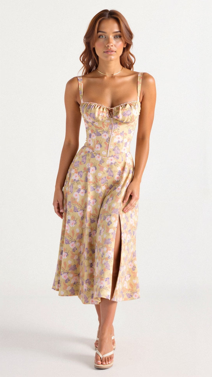 Matilda | Wedding Guest Satin Midi Dress