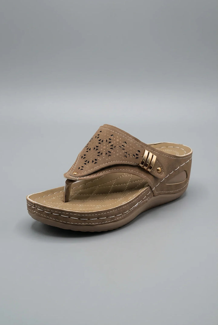 Georgia | Women Wedge Sandals with Laser-Cut Strap