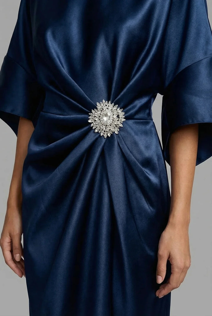 Sienna | Wedding Guest Satin Midi Dress Women
