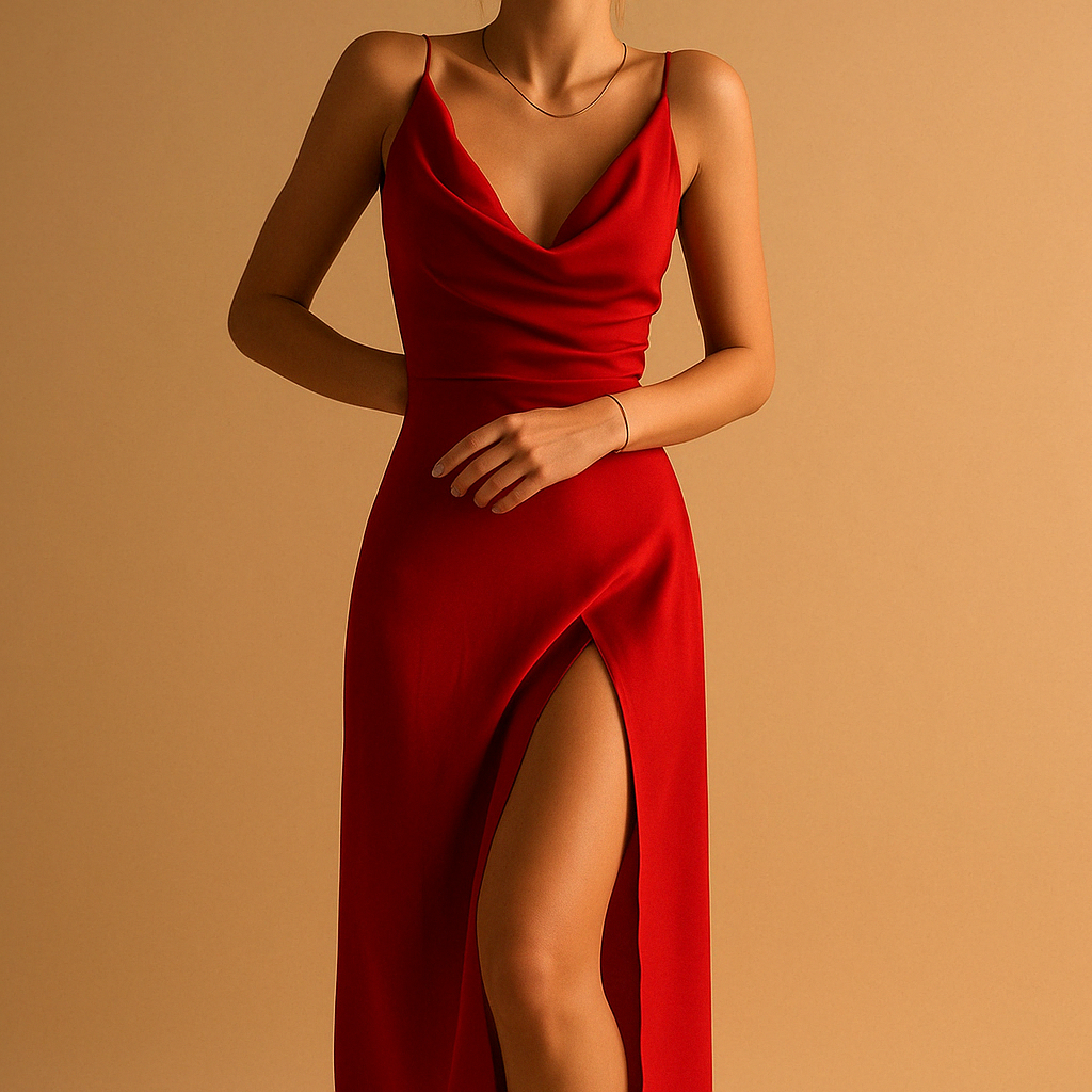 Sophia | Wedding Guest Satin Maxi Dress with Slit
