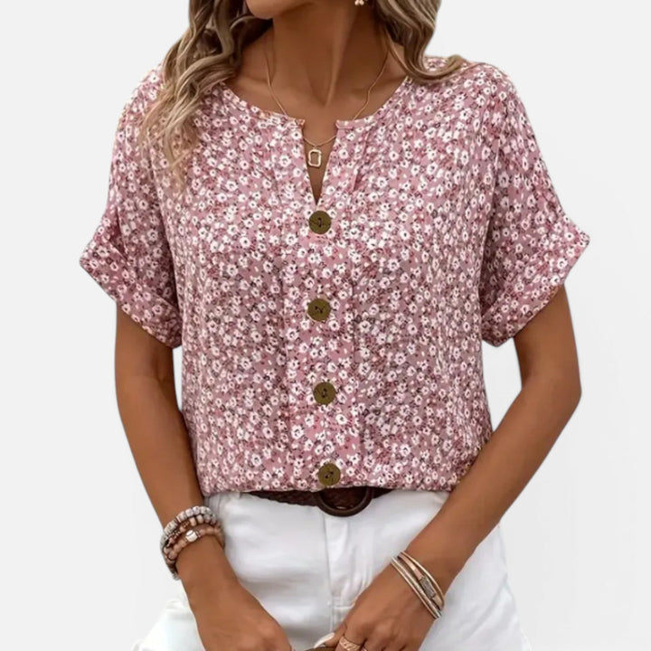 Bronte | Short Sleeve Button Women Clothing Top