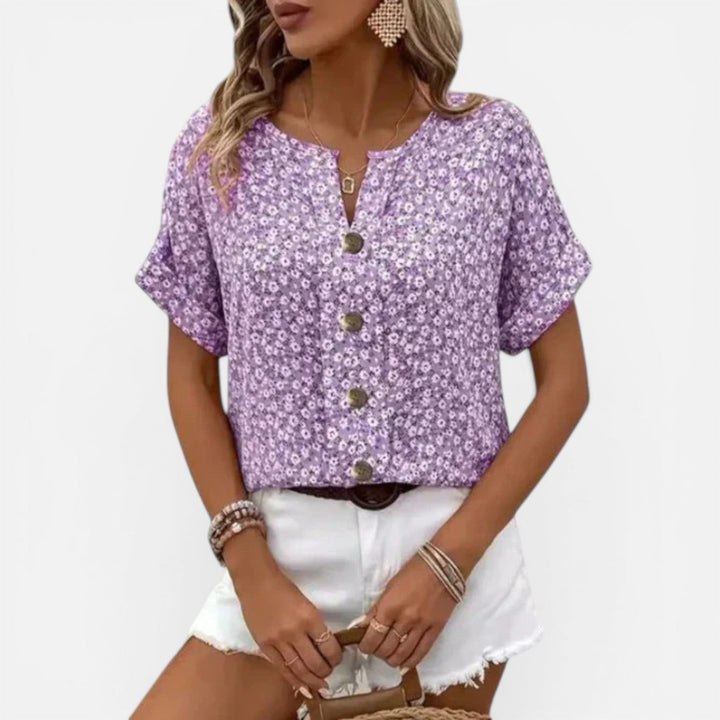 Bronte | Short Sleeve Button Women Clothing Top
