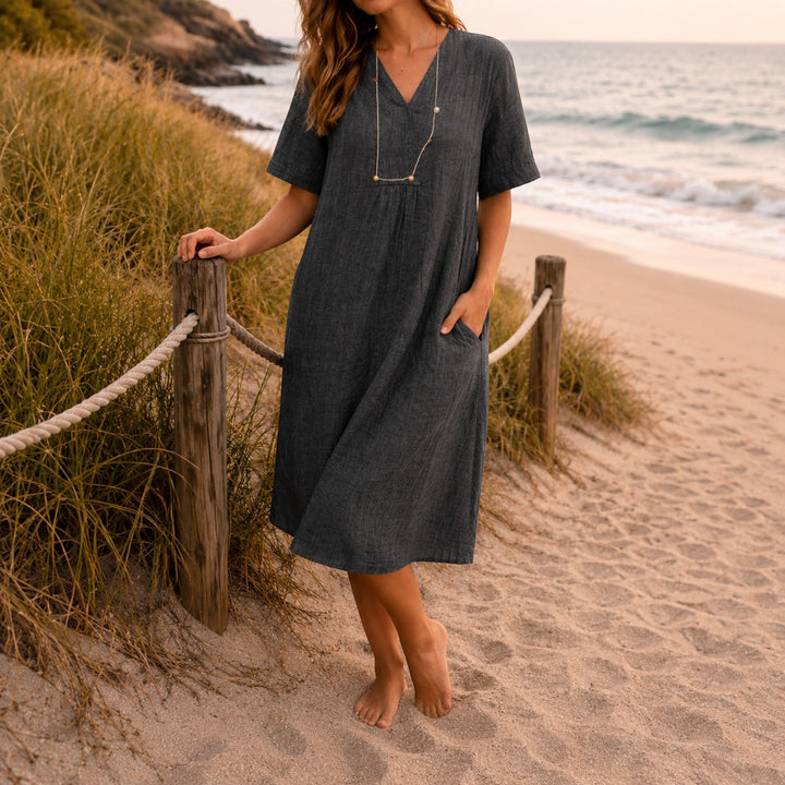 Cressida | Women Summer Midi Dress with Pockets