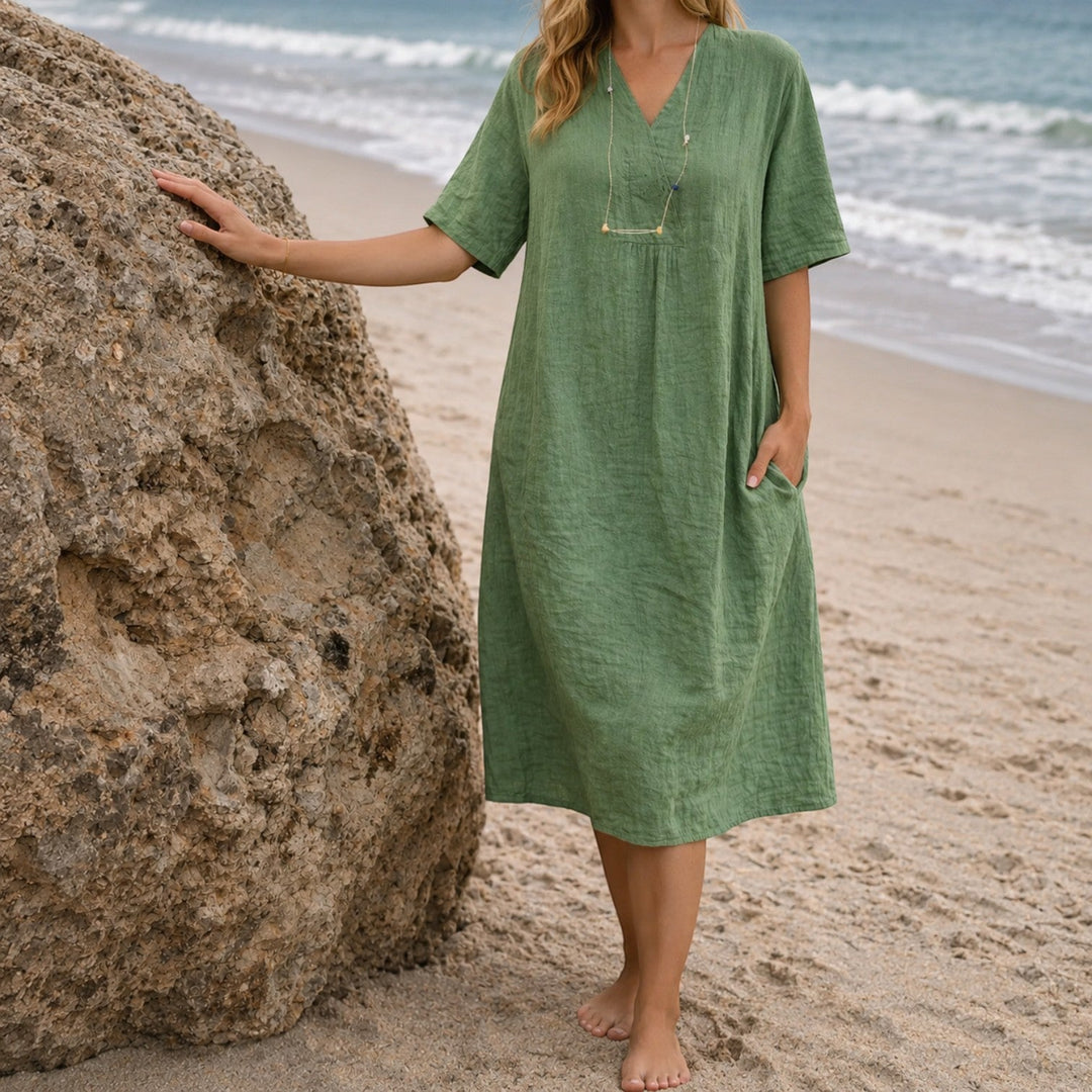 Cressida | Women Summer Midi Dress with Pockets