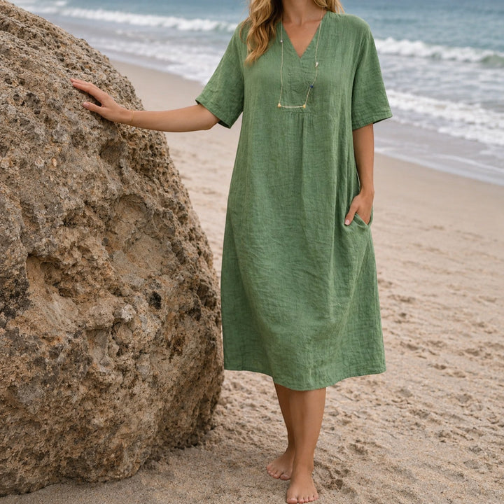 Cressida | Women Summer Midi Dress with Pockets