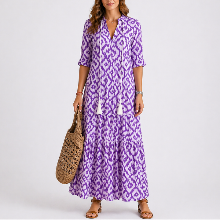 Maisie | Ikat Print Tiered Maxi Dress Women