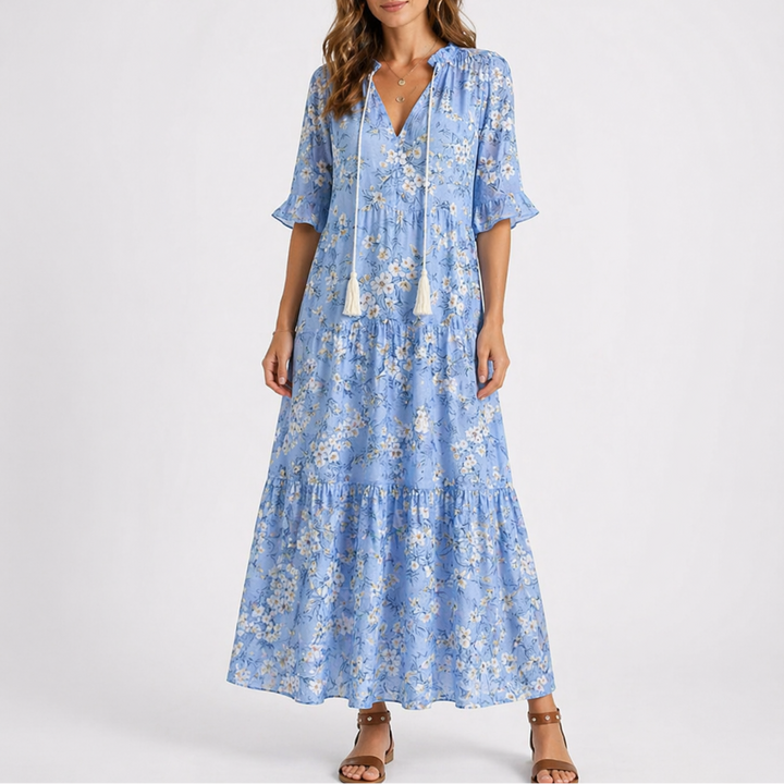 Maisie | Ikat Print Tiered Maxi Dress Women