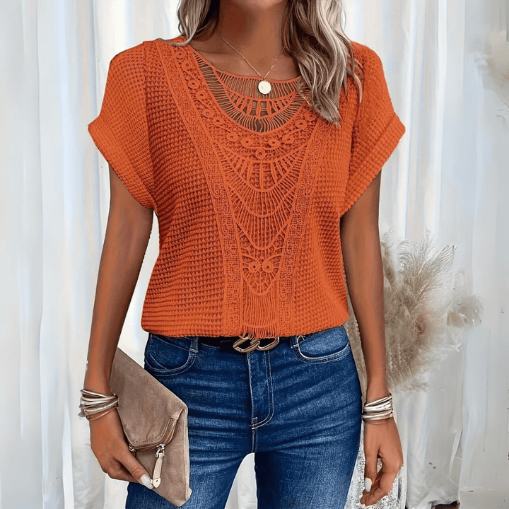 Olivia | Lace Panel Women Clothing Knit Top