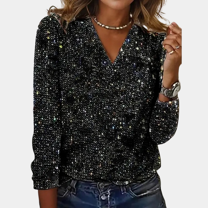 Isla | Women Clothing Glitter Long Sleeve Blouse