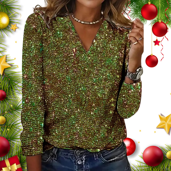 Isla | Women Clothing Glitter Long Sleeve Blouse