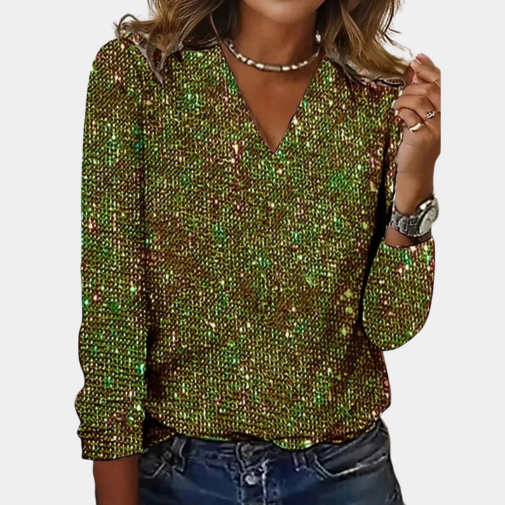 Isla | Women Clothing Glitter Long Sleeve Blouse