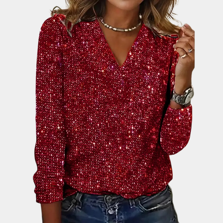 Isla | Women Clothing Glitter Long Sleeve Blouse