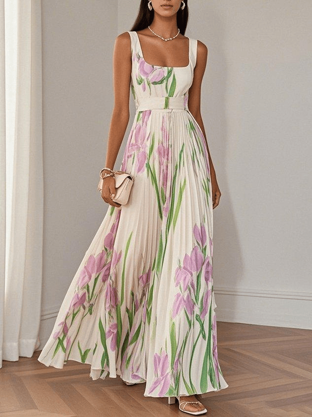 Freya | Wedding Guest Pleated Maxi Dress