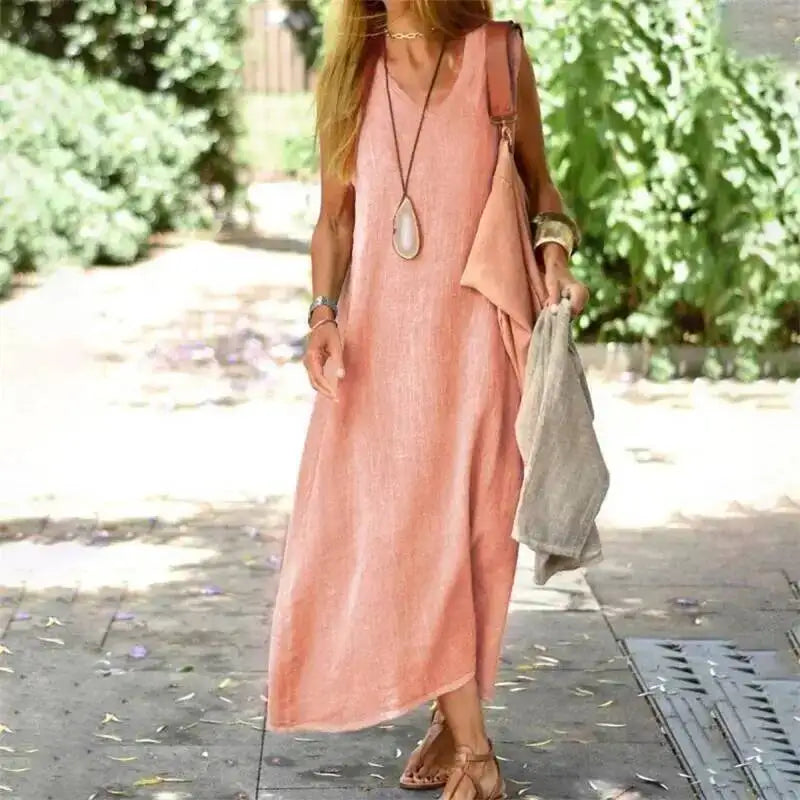 Clemmie | Sleeveless Linen Maxi Dress for Women