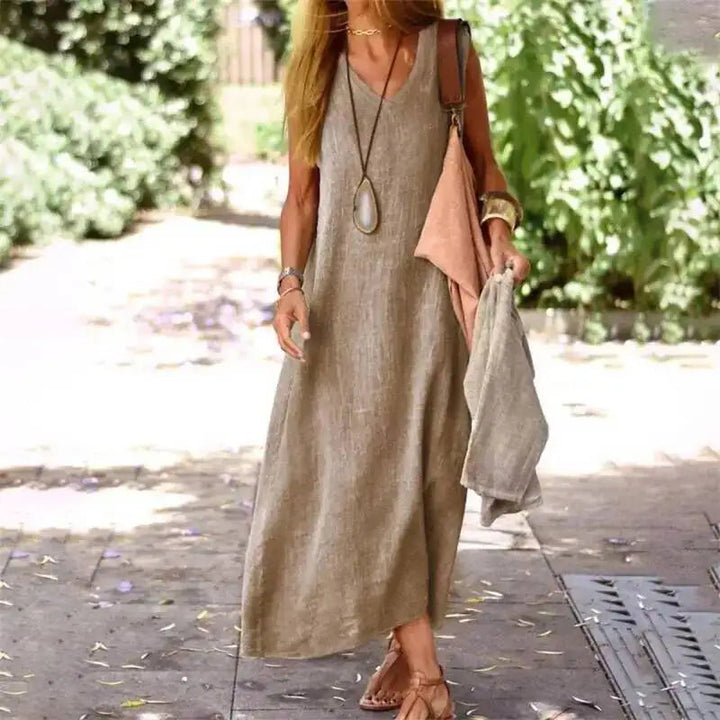 Clemmie | Sleeveless Linen Maxi Dress for Women
