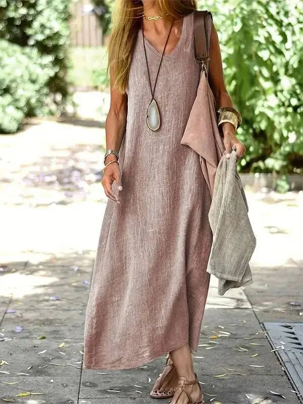 Clemmie | Sleeveless Linen Maxi Dress for Women