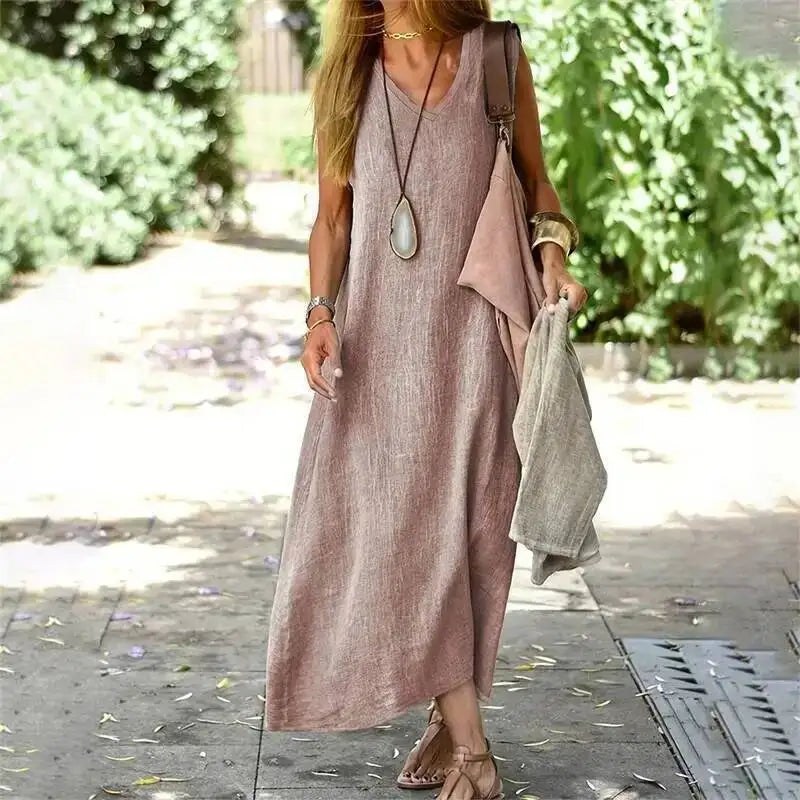 Clemmie | Sleeveless Linen Maxi Dress for Women