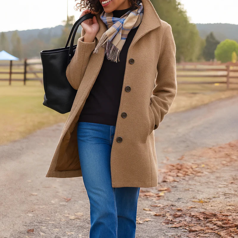 Freya | Womens Coat Single-Breasted Longline Jacket