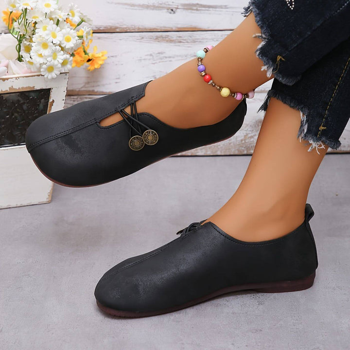 Verity | Women Flat Slip-On Shoes with Button Detail