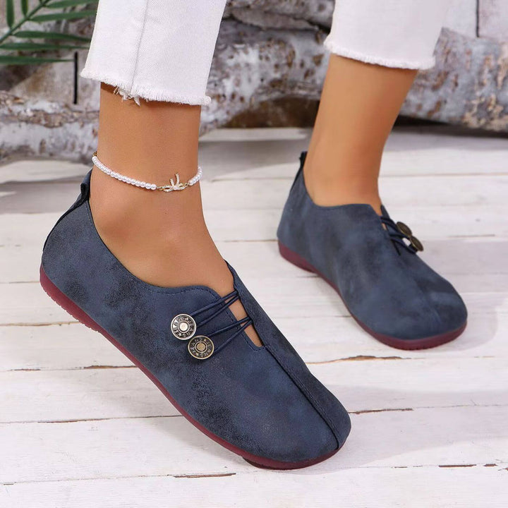 Verity | Women Flat Slip-On Shoes with Button Detail