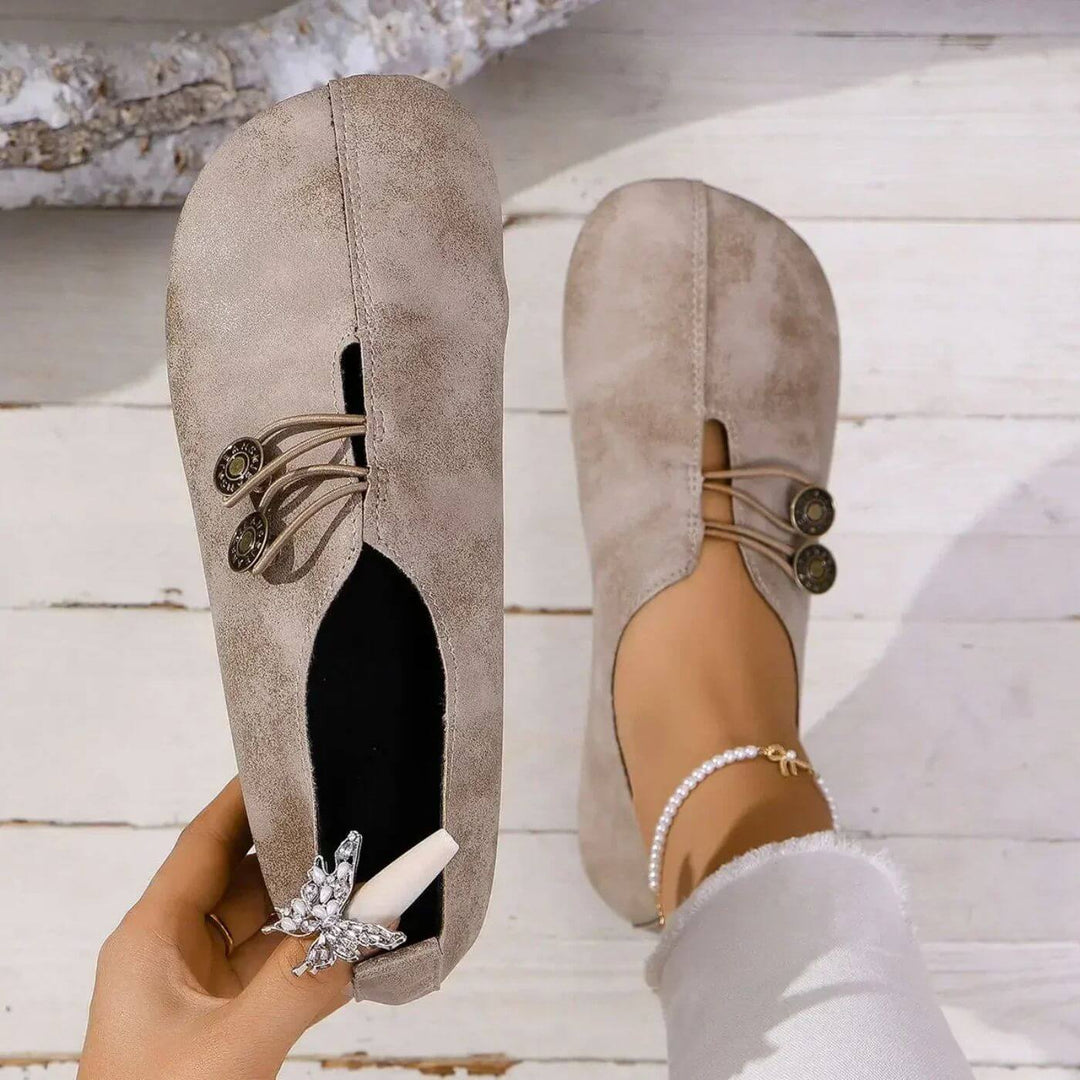 Verity | Women Flat Slip-On Shoes with Button Detail