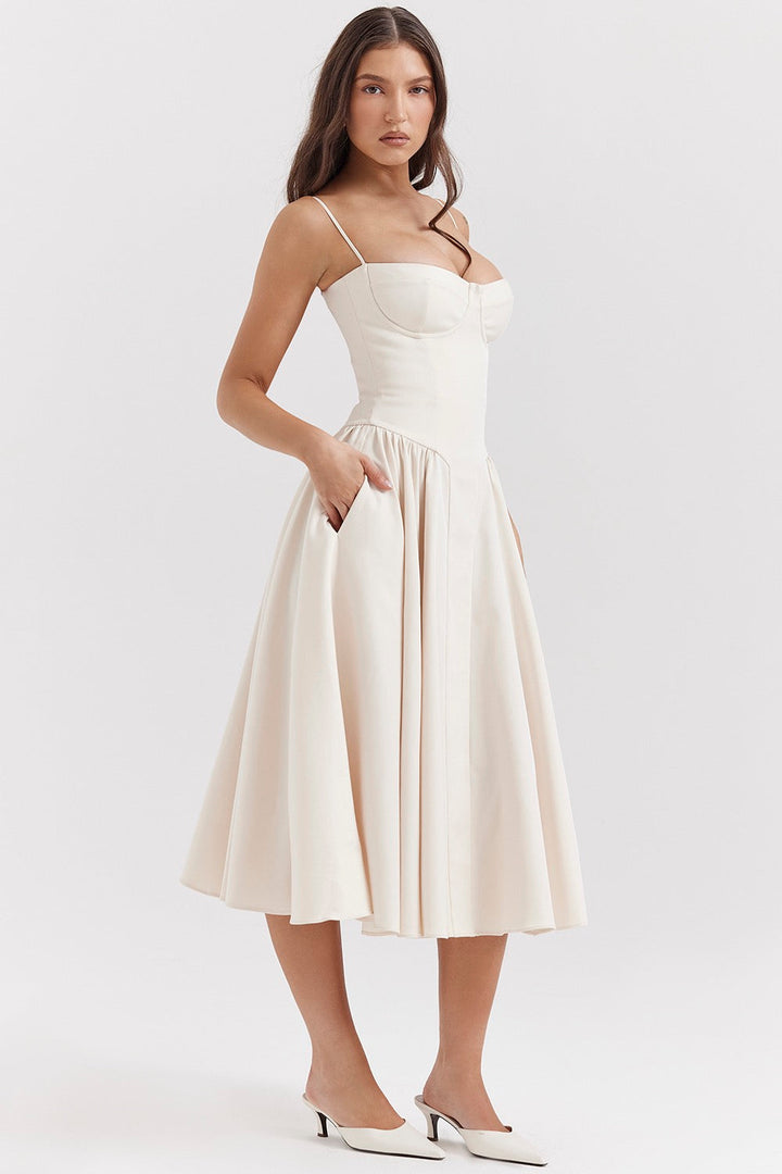 Gemma | Wedding Guest Bustier Midi Dress Women