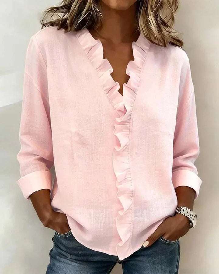 Tilly | Ruffle Front Long Sleeve Women Clothing Blouse