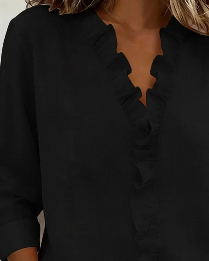 Tilly | Ruffle Front Long Sleeve Women Clothing Blouse