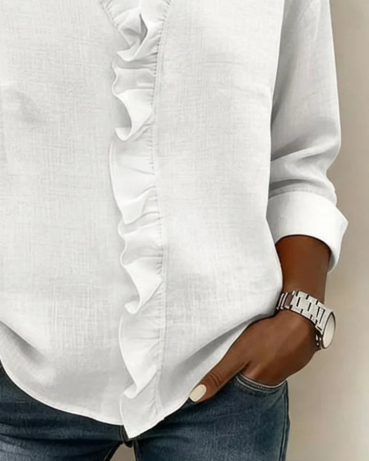 Tilly | Ruffle Front Long Sleeve Women Clothing Blouse