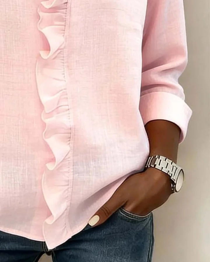 Tilly | Ruffle Front Long Sleeve Women Clothing Blouse
