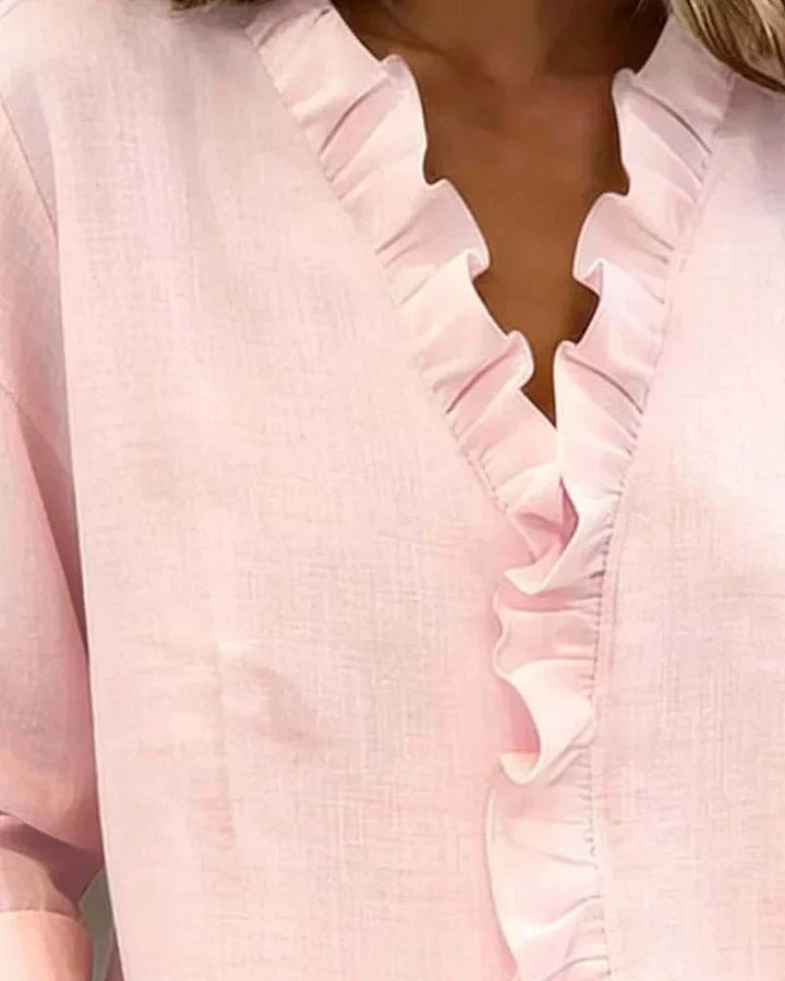 Tilly | Ruffle Front Long Sleeve Women Clothing Blouse