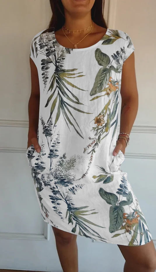 Hattie | Tropical Print Short Sleeve Summer Dress