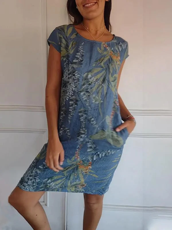 Hattie | Tropical Print Short Sleeve Summer Dress