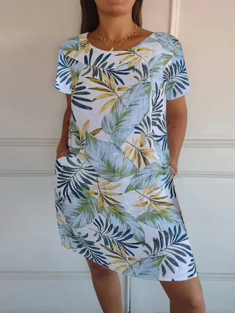 Hattie | Tropical Print Short Sleeve Summer Dress