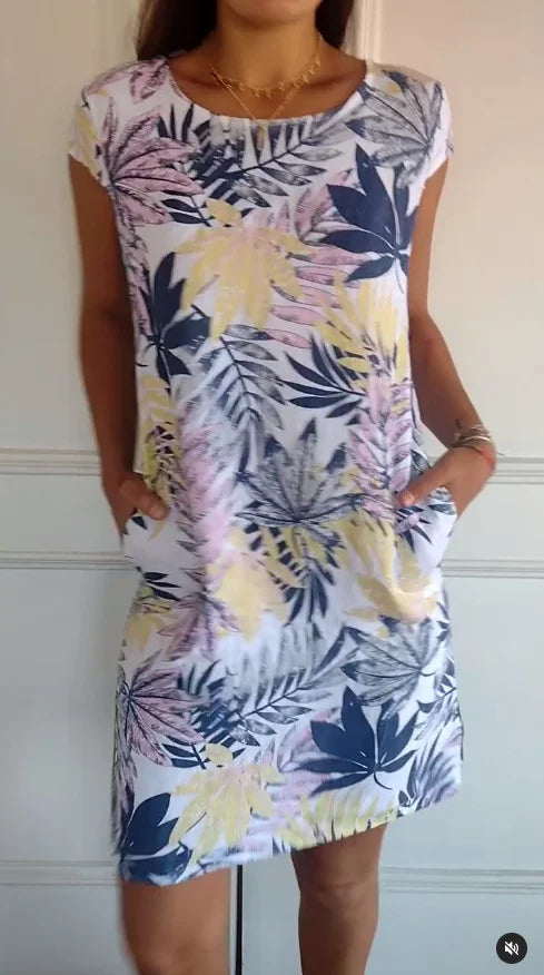 Hattie | Tropical Print Short Sleeve Summer Dress