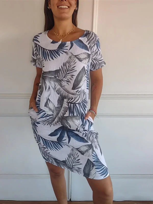 Hattie | Tropical Print Short Sleeve Summer Dress